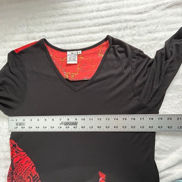 Parsley & Sage Womens V-Neck Black Abstract Print 3/4 Sleeve Tunic Top Medium - Picture 6 of 7